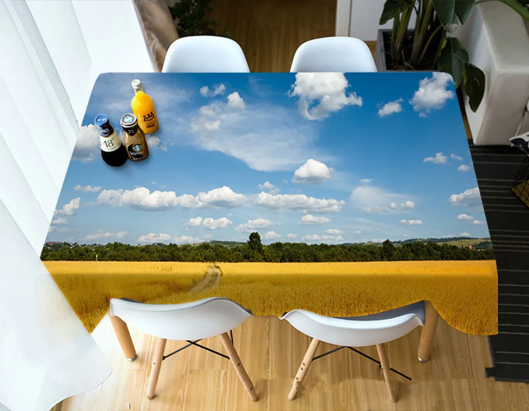 

3D Waterproof Table Cloth Beautiful Scenery Rectangular Round Table Cover Wedding Party Customizable Tablecloth Home Decor