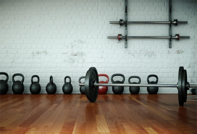 laeacco brick wall wooden floor barbell fitness equip photography
