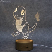 Творческий прекрасный мультфильм акрил 3D светодиодный ночник деревянный База USB ночника маленький Спальня постели декора детские рождественские подарки