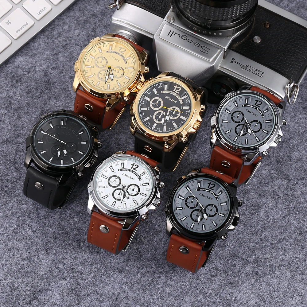 cool big case watch men golden analog quartz mens watches military style watch man free shipping dz watches (1)
