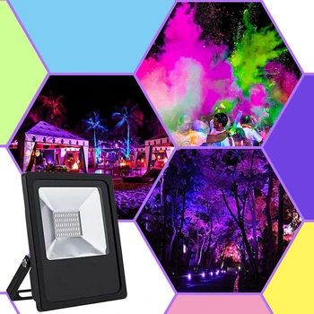 

Konesky UV LED Floodlight High Power 50W Ultra Violet UV LED Flood Light IP66-Waterproof (85V-265V AC) for Blacklight Party