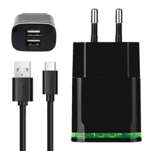 5 в 2.1A ЕС штекер светодиодный светильник 2 USB адаптер для мобильного телефона настенное зарядное устройство Micro USB для huawei honor 10 9 lite nova 3i p9 p10 lite кабель