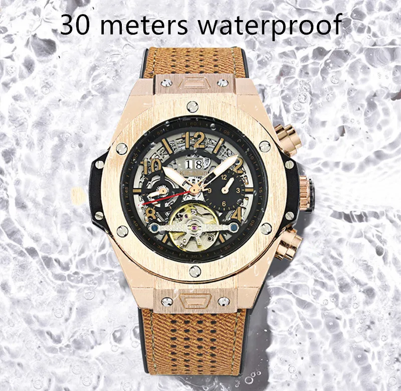 KIMSDUN настоящие турбийон автоматические механические часы мужские кожаные водонепроницаемые светящиеся бизнес модные спортивные мужские часы