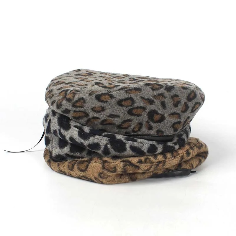 

Personality Leopard Beret Fashion Winter Hats For Women Creative Print Lady Girl Flat Cap French Artist Painter Hat