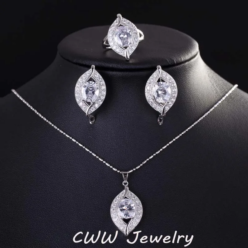 CWWZircons модный брендовый светильник с синим кубическим цирконием и кристаллами 925 пробы Серебряные Ювелирные наборы для женщин T190 - Окраска металла: White