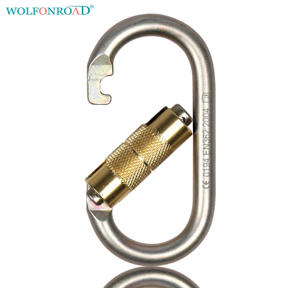 

WOLFONROAD 25KN Main Locks Rock Climbing Oval-shaped Carabiner for Use with Pulleys Twist-Lock System Useful at Belays L-NTR-02