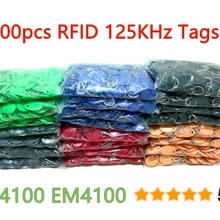 8 цветов 100 шт. RFID 125 кГц тег TK4100 EM4100 проксимити-идентификатор, Токен-тег брелок кольцо RFID карта для контроля доступа посещаемость времени