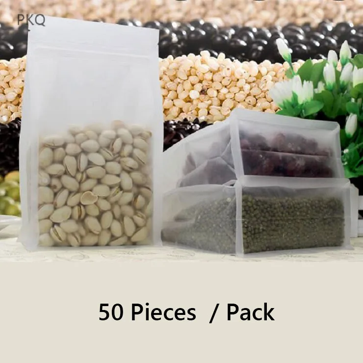 5 Sizes Plastic Stand Up Zip Lock Clear Food Storage Bag Reclosable