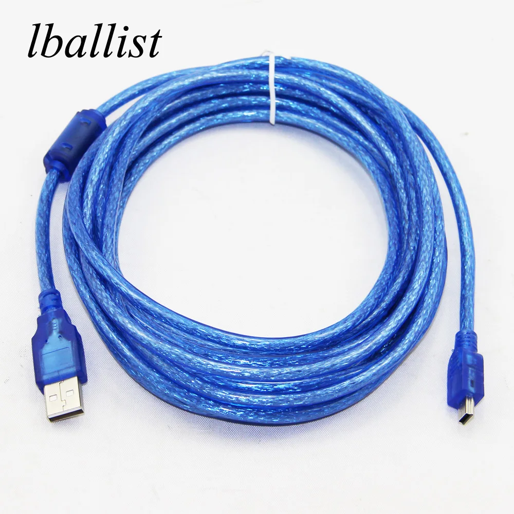 

lballist Mini 5Pin USB Cable USB 2.0 Type A Male to Mini 5P Male Foil+Braided Shielded 1.5m 1.8m 3m 5m 10m