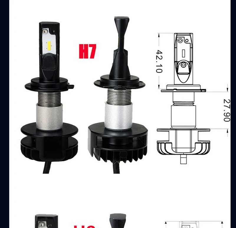 Super Bright DSS V7 H1 H4 9003 H7 H8 H9 H11 H16 9005 9003 HB3 HB2 Led Headlight Bulb Fog 6000K 12V 24v Automobile Headlamp Front Bulb Fanless upgrconversion kit upgrade kit light Source  (7)