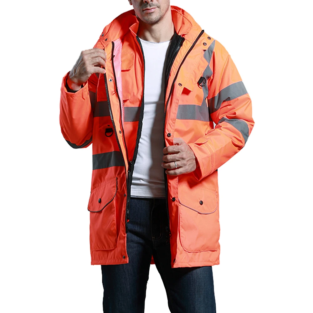 SFvest EN471 ANSI/SEA 107 AS/NZS Hi vis 7 in 1 waterproof parka windbreaker workwear rain coat reflective safety jacket