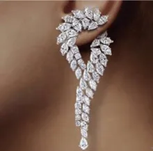 Waterdrop Earrings Brinco Zirconia Luxury Cubic Zirconia Cz Unique Curve Big Long Fashion Party Wedding Earrings