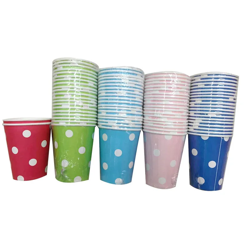 20pcs/lot Polka Dot Disposable Cups With 250ml Made of Paper-in