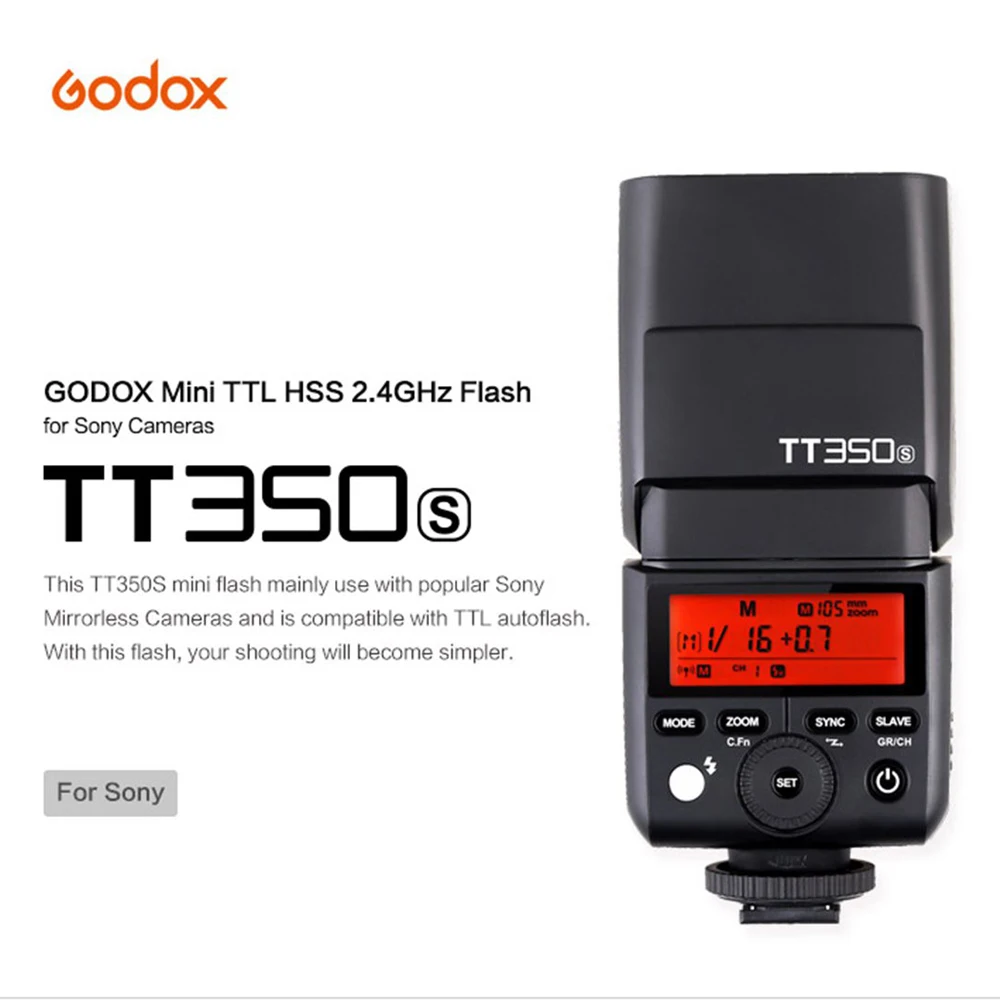 Godox TT350 Мини Вспышка для Canon Nikon sony Fuji Olympus DSLR камера 1/8000s GN36 2,4G беспроводной ttl HSS XPro X1T