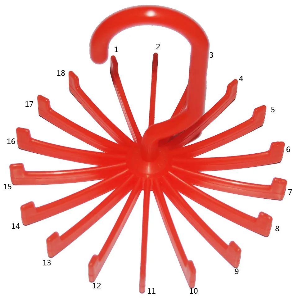 Круглый пластиковый крючок для галстука, вешалка для галстука, 18-20 коготь, рамка для дисплея, Влажная и сухая, двойное использование, высокое качество жизни, вращение на 360 ° - Цвет: 14X12cm(18CLAW) RED