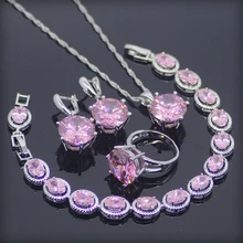 Gran Rosa Creado Topaz 925 Plata de La Joyería Para Las Mujeres Pendientes/Anillos/Pendiente/Collar/Pulseras Caja de Regalo libre