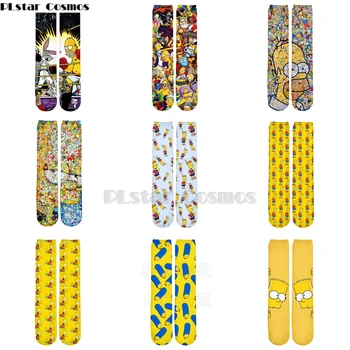 

Plstar Cosmos Simpsons socks Cartoon 3d socks Funny 3D High Socks Men Women quality Unisex dropshopping Simpsons family socks