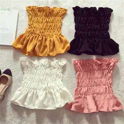 4 цвета с открытыми плечами укороченный топ без рукавов Для женщин рубашка Новинка 2017 года; стильное платье Пляжная одежда Vogue блузка