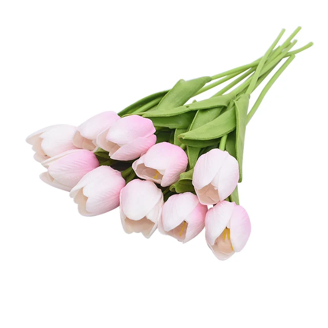 10PCS Tulip Artificial Flower Real Touch Artificial Bouquet Fake Flower for Wedding Decoration Flowers Home Garen Decor O