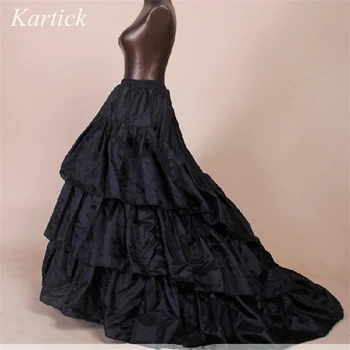 

Hot Sale Petticoats with Train Brand New White/Black 3 Layers Ruffles Slip Underskirt Bridal Crinoline For Wedding/Formal Dress