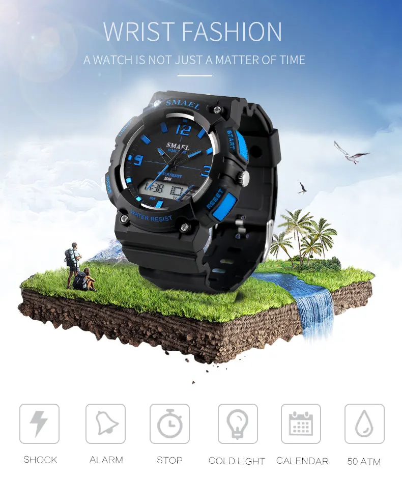 Relógios do Esporte para Homens Relógios de Alta Smael Quartzo Qualidade Moda Legal Preto Branco Relógio Grande Dial 1539c Men Digital Led