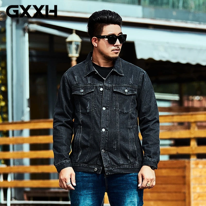 GXXH 2018 XXL 6XL Men Denim Jacket Clothing MAX CHEST 141CM Denim