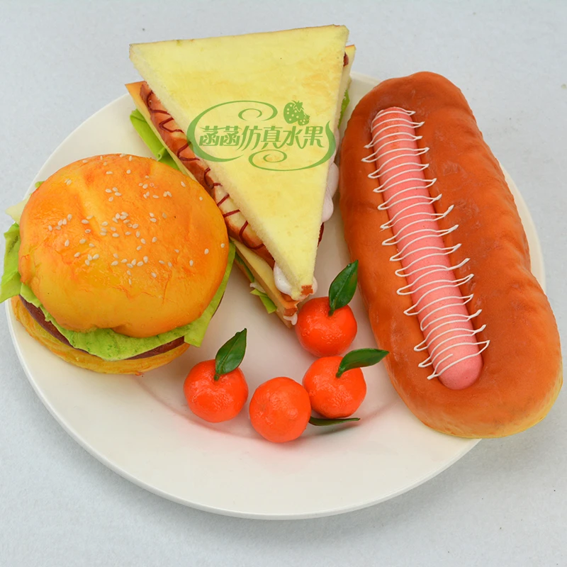 Искусственные украшения Еда s ПУ имитация сэндвич Гамбург поддельные еда Ресторан шкафы миниатюры дисплей хлеб 2 шт./лот