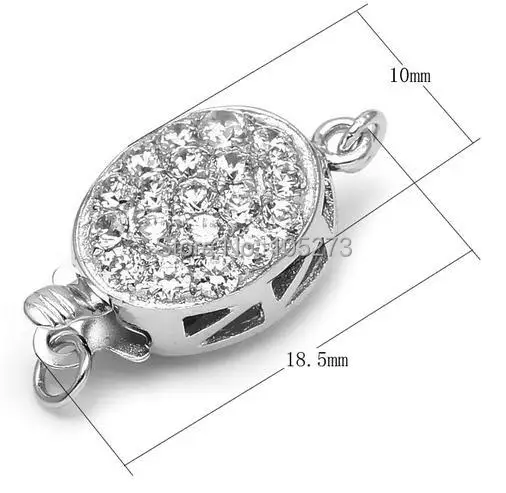 

Oval with zirconium 925 silver clasp, 10 mm DIY high-grade natural pearl crystal necklace, bracelet clasp. -L54