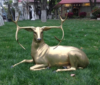 

Art Deco Sculpture Deer Is Playing On The Grass Bronze Statue