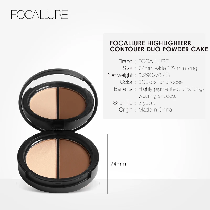 FOCALLURE крем-бронзатор для лица макияж пудра и хайлайтер палитра Brighten Contour Comestic