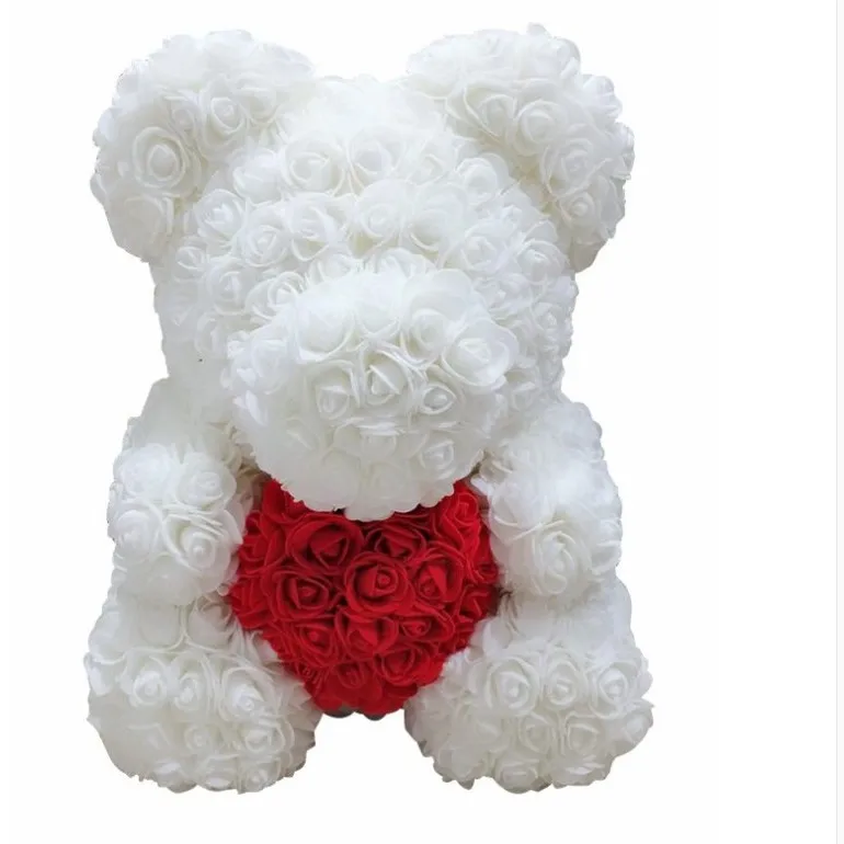 

40cm Rose Bear Multicolor Plastic Foam Rose Teddy Bear Valentine Day Gift Birthday Party Decoration Toys for Girls