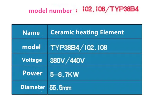 TYP38B4 102,108 Керамика нагревательный элемент 380-440 В 5-6.7KW нагреватель ядро для фена