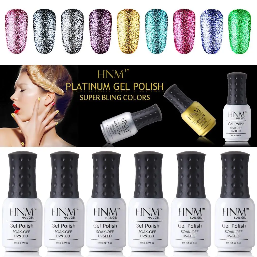

HNM Glitter Bling Painting Gellak Semi Permanent Hybrid Varnish Lucky Lacquer LED Lamp Gelpolish 8ML UV Gel Nail Polish