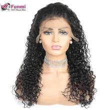 Funmi монгольская причудливая завивка человеческих волос парик с предварительно выщипанные волосы для женщин Remy 4*4 Кружева фронта человеческих волос парики Детские волосы