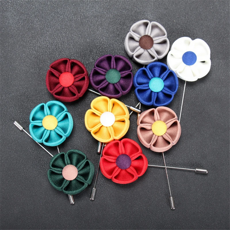 

Wholesale Brooch 5Pcs/Lot Fabric Flower Brooch Pin Men Brooches And Pins For Suits Lapel Pins For Women