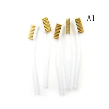 Mini manche en plastique, brosse métallique à poils en laiton pour le nettoyage et la soudure, antirouille, 3/5 pièces