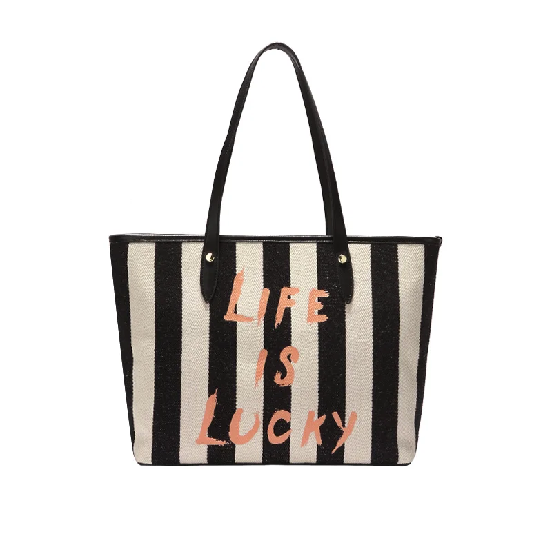 

Simple Women Handbag Totes Fashion Female Letter Canvas Shoulder bag 2018 New Brand Luxury Large Capacity Reticule