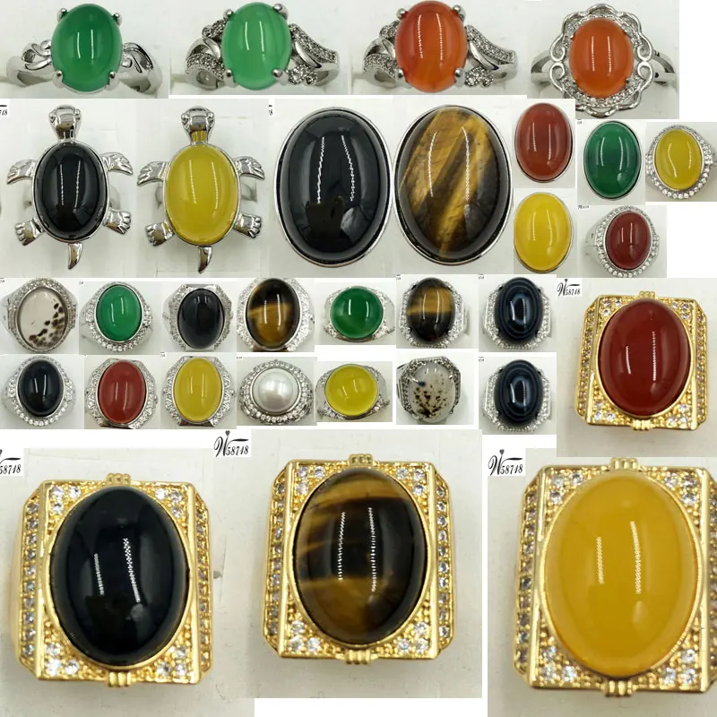 

Pearl Tiger Eye Carnelian Pearl Oval Turtle Women Men Bead Ring 6.5~12" US Adjust WFH508