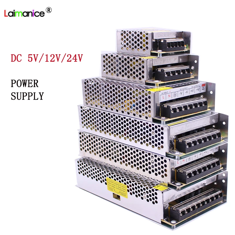 Источник питания AC 110 V-220 V к DC 5V 12V 24V 1A 2A 3A 5A 10A 15A 20A 30A 50A светильник трансформатор для светодиодных лент светильник