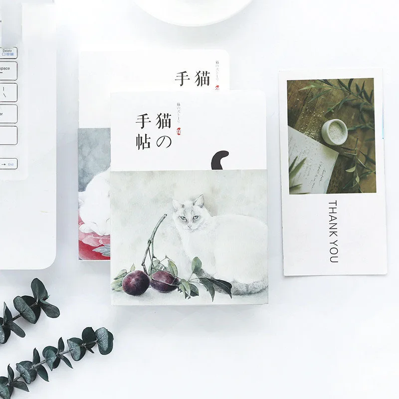 

Cat's Hand Prints Bare Book and Wind Cat Blank Paper Notebook Hand Book Notebook Book Stationery