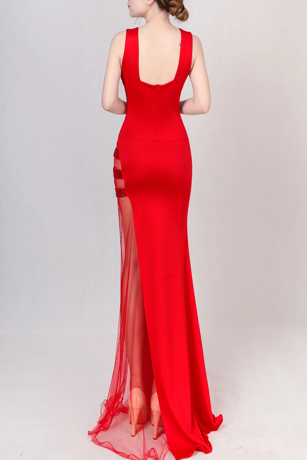 2018 Sexy Black Beads Hollow Out Summer Dress Long Evening Party Club Woman Split Mermiad Maxi Dress Formal Prom Gowns Vestidos (10)