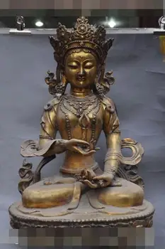 

S5269 23"old tibet buddhism bronze gilt Vajra tara Kwan-Yin Bodhisattva buddha statue