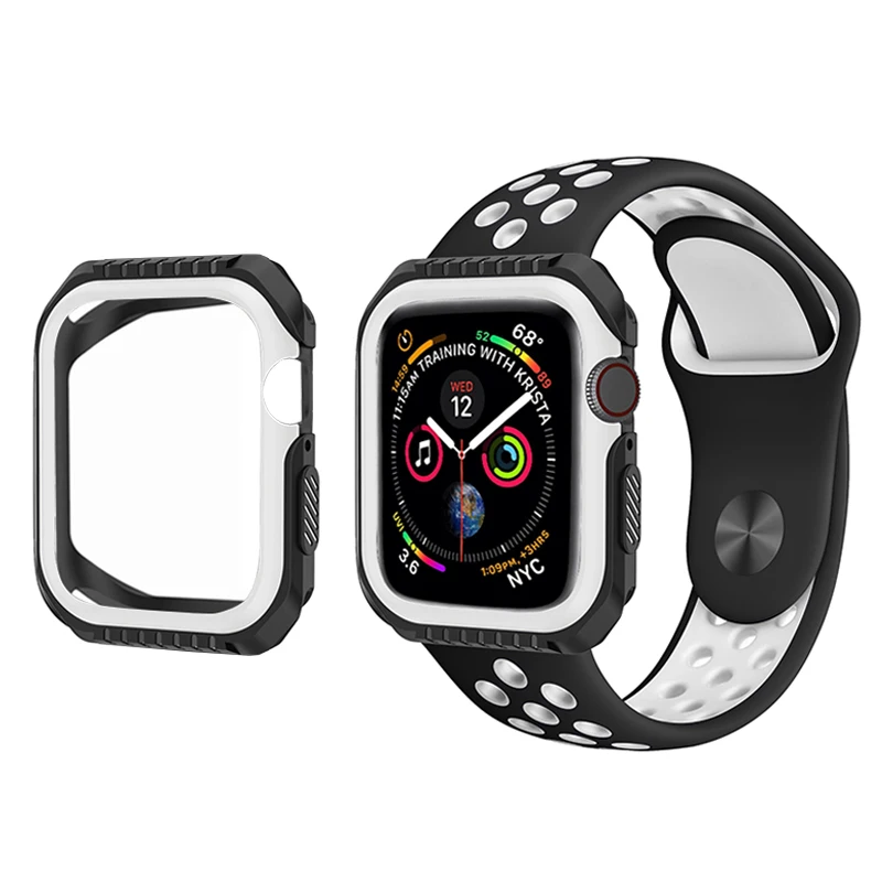 Защитный чехол для Apple Watch 5, 4, 40 мм, 44 мм, защитная рамка из силикона+ поликарбоната, Жесткий Бампер для iWatch 3, 2, 1, 38 мм, 42 мм