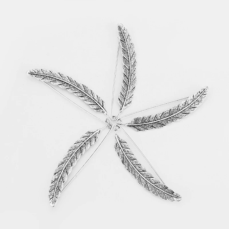 

5pcs Antique Silver Large Feather Durable Strong Metal Kilt Scarf Brooch Safety Pin 90mm