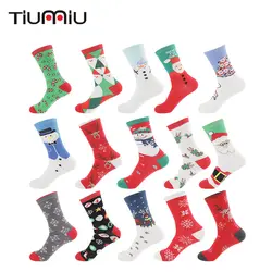 5 пар/лот рождественские носки милые снеговик Санта-Клаус дерево Aminals принты носки для женщин повседневные Праздничные рождественские
