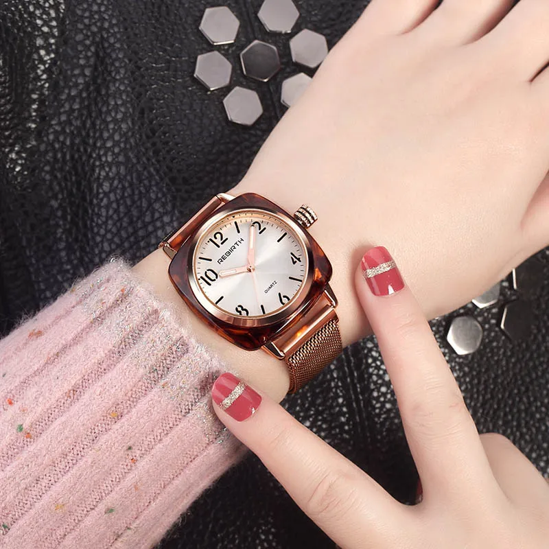 

Luxury Women Bracelet Square Watch Creative Magnetic Quartz Watch Rose Gold Milanese Steel Strap Watches Girls Female Clock 2019