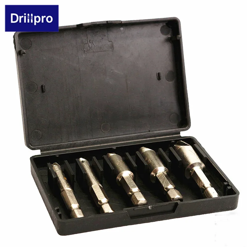 Drillpro 5 шт. шнековый экстрактор Сверла Набор инструментов 1/" шестигранный хвостовик с чехлом легко принять инструменты для деревообработки