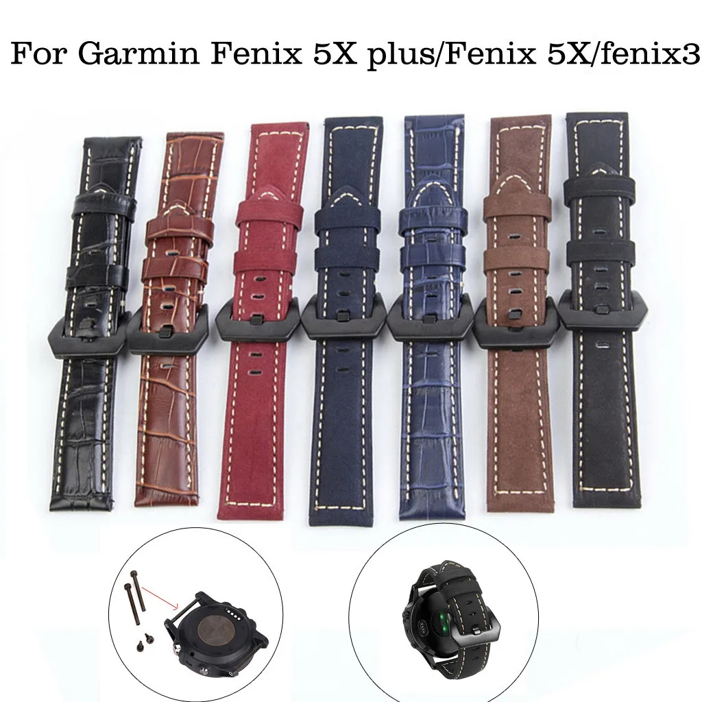 

Smartwatch Smartband Strap For Garmin Fenix 5X plus Leather Replacement Watch Band Buckle Band Strap 26MM Smart Watch WristStrap