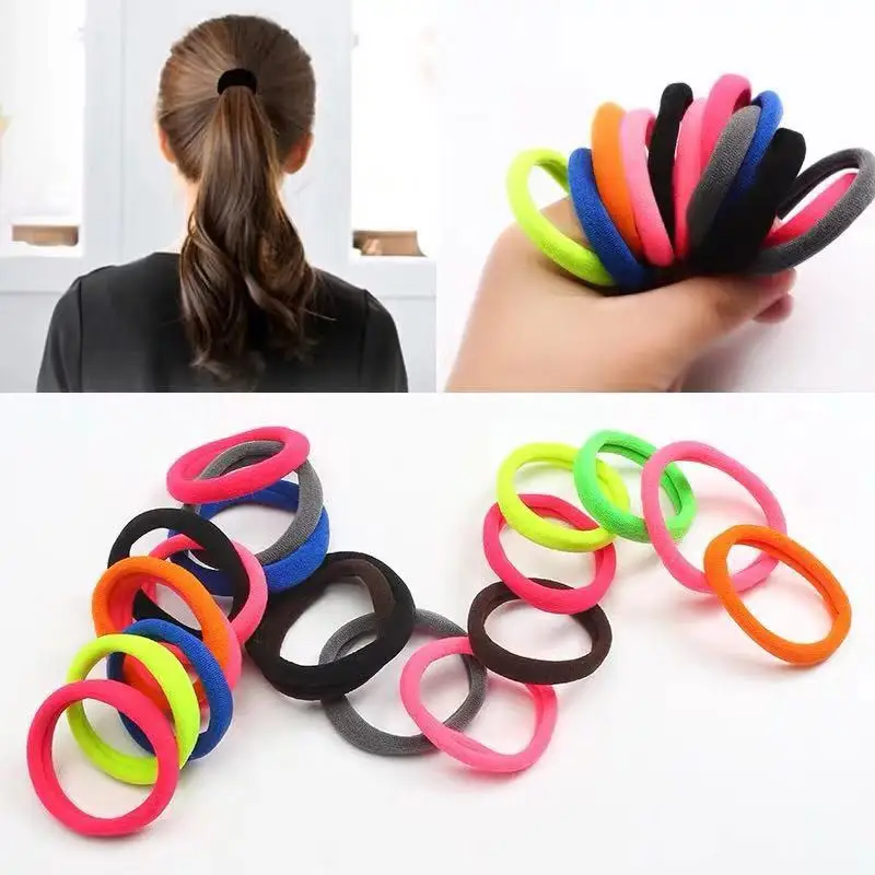 10Pcs Women Girl High Elasticity Medium Thick Rolled Towel Hair Rope Candy Solid Color Rubber Band Ring Ponytail Holder hairband