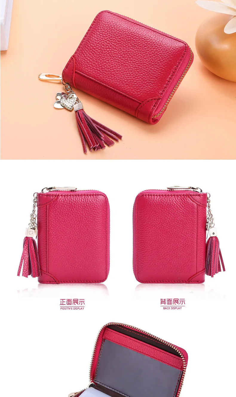 Pink Women Credit ID Card Holder Case Extendable Business Bank Cards Bag Wallet Coin Purse Carteira Mujer Tarjetero